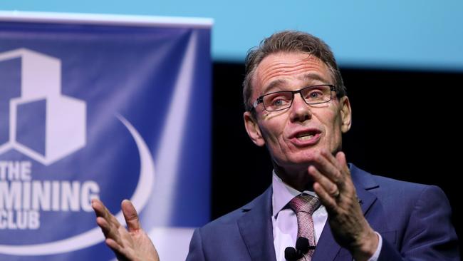 BHP chief. executive Andrew Mackenzie speaks at the Melbourne Mining Club. Pic: Stuart McEvoy