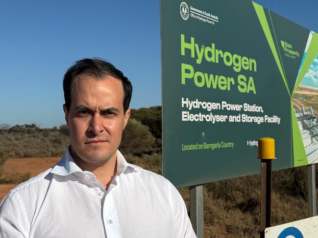 SA Opposition Leader Vincent Tarzia at the empty SA Hydrogen plant site in Whyalla this morning. Picture: supplied