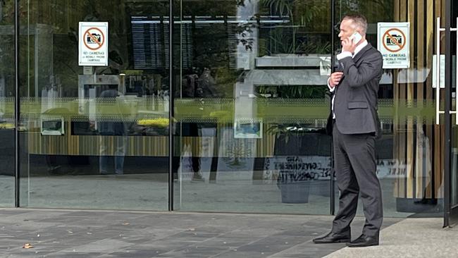 Christopher Dennett leaves the ACT Law Courts on April 6. Dennett was caught drink driving after a date on January 5. Picture: Julia Kanapathippillai