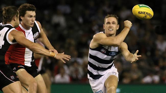 The Saints couldn’t stop Joel Selwood on Sunday. Picture: Wayne Ludbey