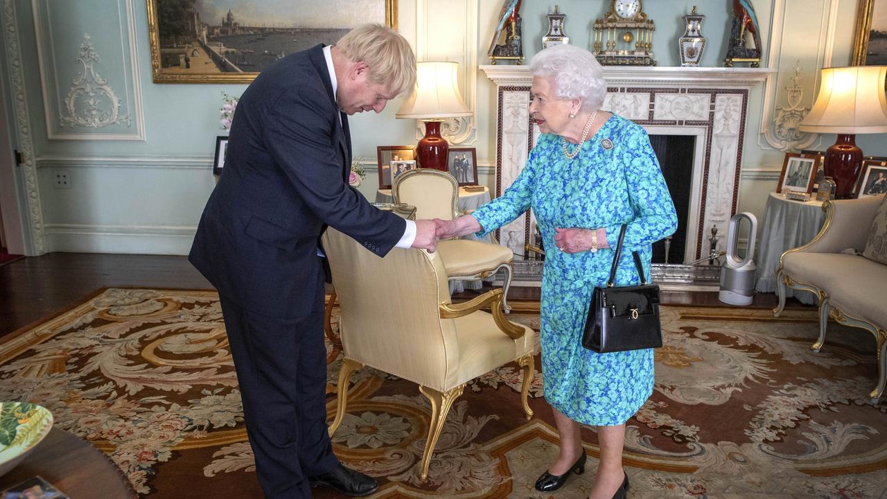 Queen Elizabeth welcomes Boris Johnson, then the newly elected leader of the Conservative Party, to Buckingham Palace in July 2019. picture: WPA Pool/Getty Images