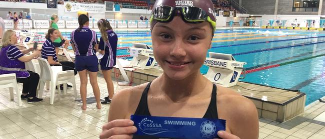 Mt Alvernia College swimmer Chelsea Mayer won the 12 years 50m backstroke at the CaSSSA Cup swimming carnival held at Chandler.