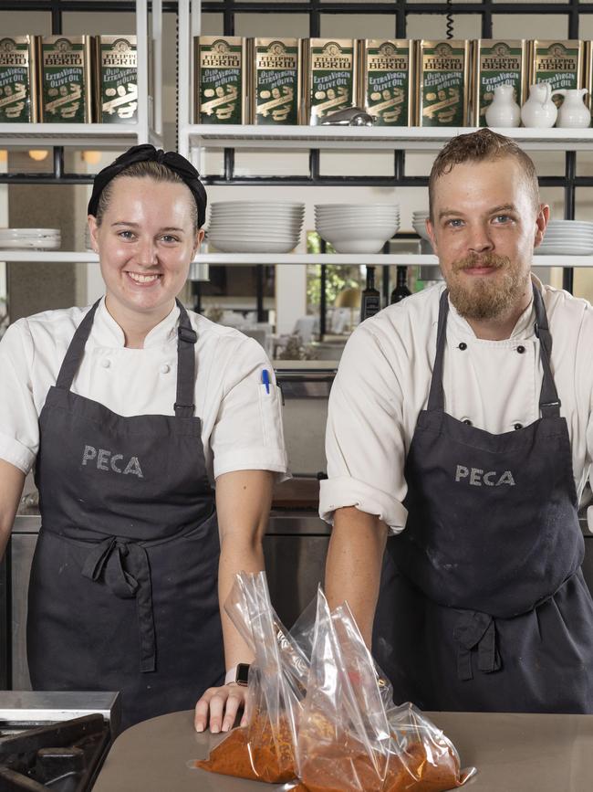 Peca Restaurant chef Mathew Ovington (R) and mastery chef Danielle Long. Picture: Matthew Vasilescu