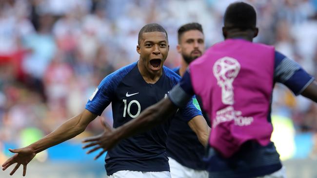 Kylian Mbappe of France celebrates. (Photo by Alexander Hassenstein/Getty Images)