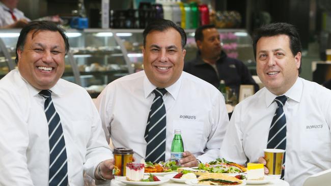 Paul, Joseph and Anthony Romeo at their Fairview Park store. Picture: Emma Brasier / AAP