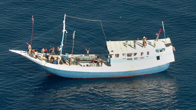 A boat carrying asylum-seekers off the northern coast of Australia in 2010. Picture: AFP/Australian Customs and Border Protection Service