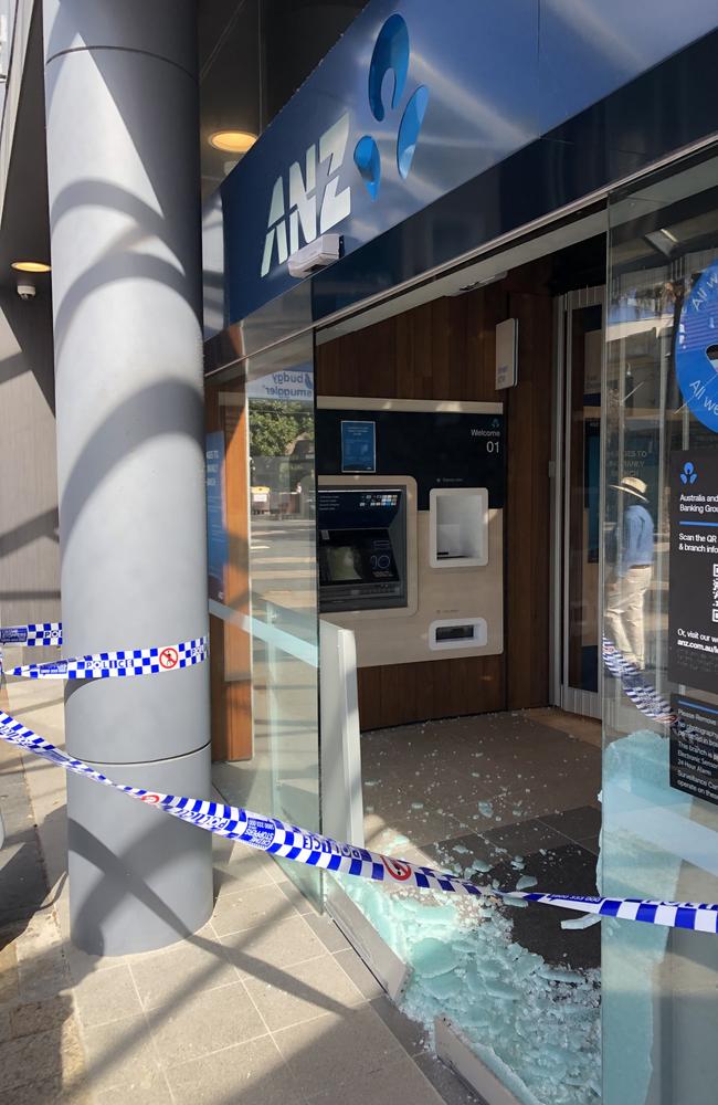 Damage to the ANZ bank branch on The Corso, Manly. Picture: Jim O'Rourke