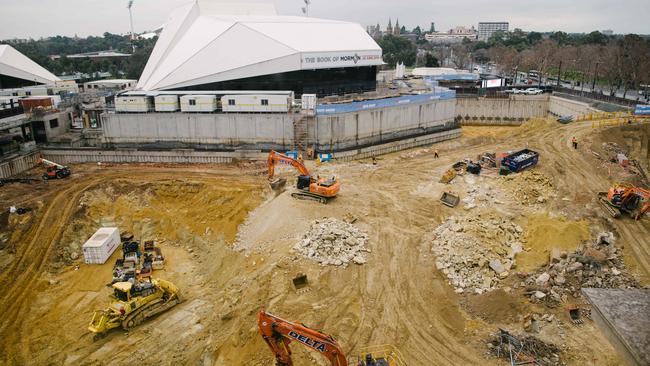 The Festival Plaza work site as of August 2019. Picture: AAP / Morgan Sette