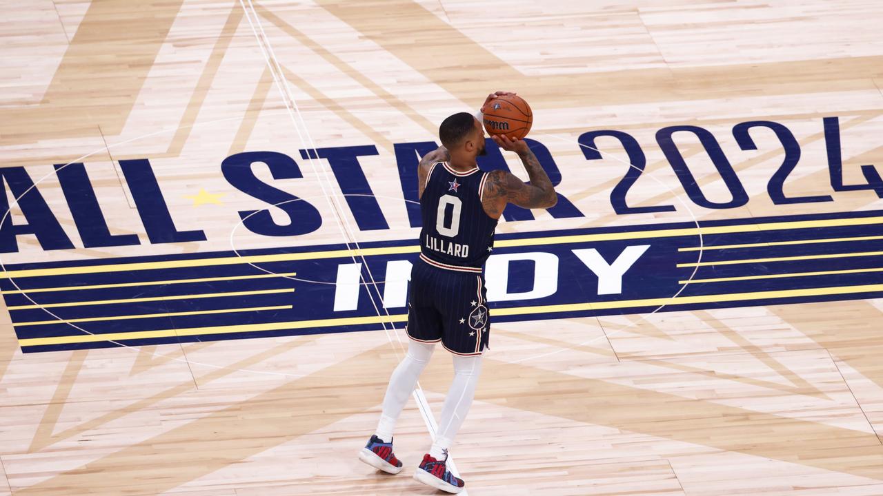 Damian Lillard sunk two from half-court. Photo by Justin Casterline/Getty Images