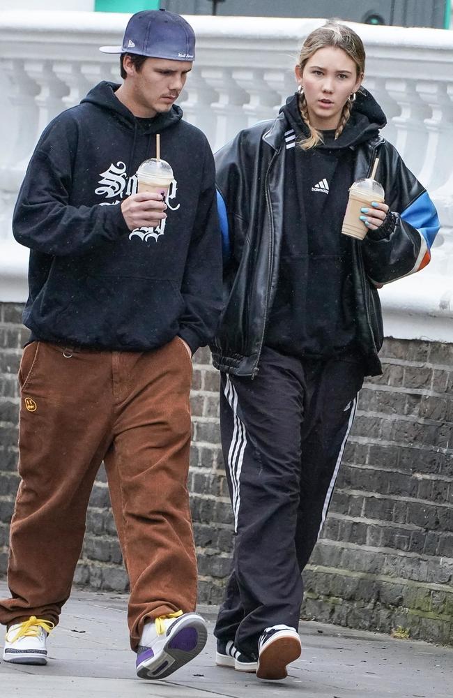 Cruz Beckham and Tana Holding seen in April 2023. Picture: Backgrid