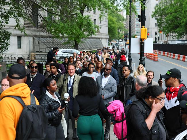 The scene outside court. Picture: Getty Images via AFP