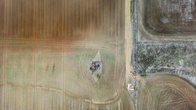 The bare fields of western Victoria from the air. Picture: Alex Coppel