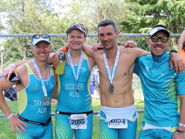 Richard Scolyer competing at the World Triathlon Championship in Chicago 2015. Picture: Supplied