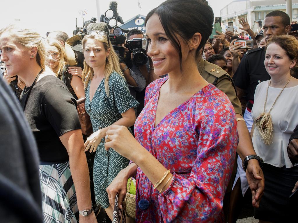 Meghan Markle was whisked away from the market during the couple’s royal tour of Australia and Fiji. 
