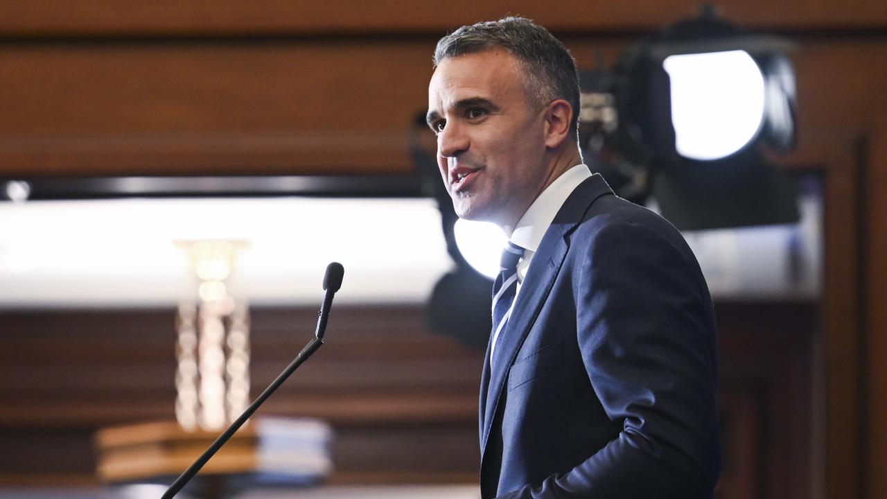 Premier Peter Malinauskas wants to ban political donations. Picture: Martin Ollman