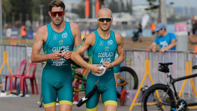 Jonathon Goerlach racing at the Oceania championships. Pic: Con Chronis/Triathlon Australia