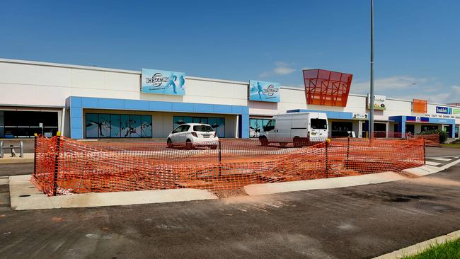 A safety fence surrounds the old drive thru site of the original Muzz Buzz franchise last year. Picture: Justin Kennedy