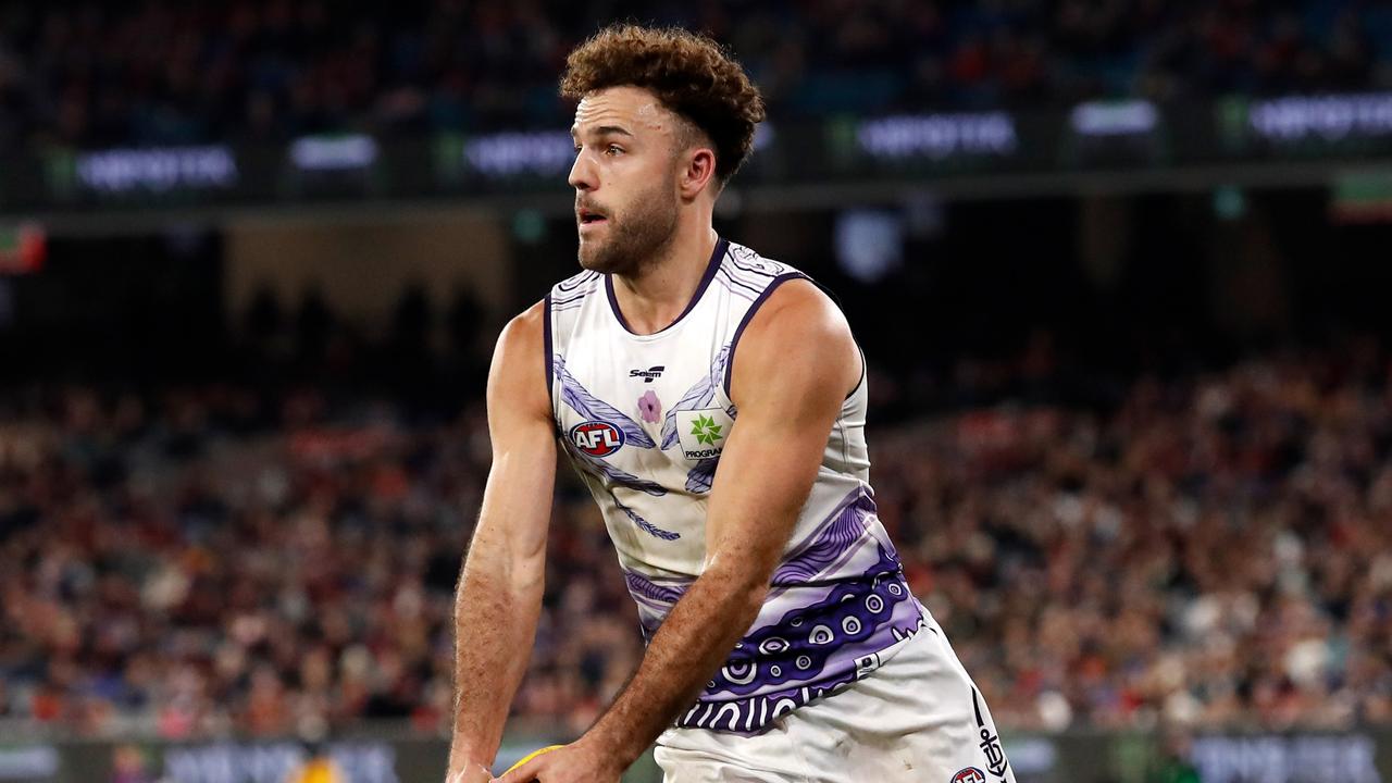 The Dockers are set to lose Griffin Logue, Rory Lobb and Blake Acres to Victorian clubs. Picture: Dylan Burns/AFL Photos via Getty Images