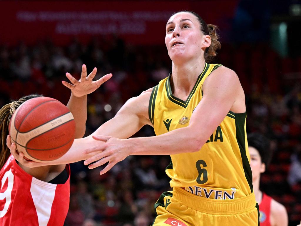 Steph Talbot’s been active for the Opals. Picture: AFP