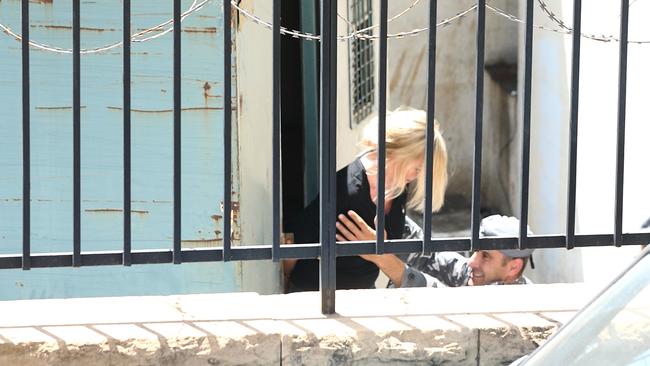 Sally Faulkner arrives by prison van to the back of the Palace of Justice, Lebanon, today. Picture: Liam Kidston