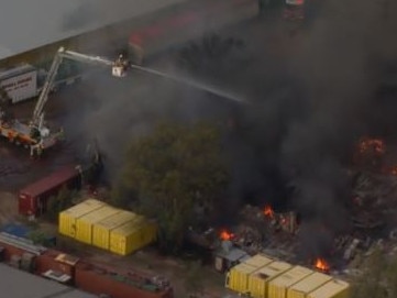 A fire has ripped through a warehouse at Ipswich. Picture: 9 News