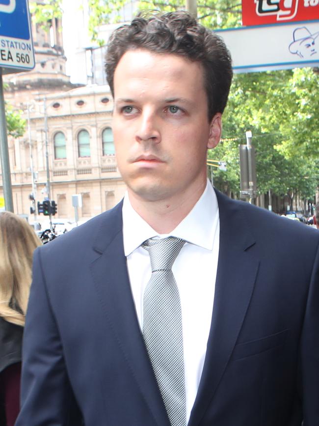 Dominic Walker leaves the Melbourne Magistrate Court. Picture: AAP/David Crosling