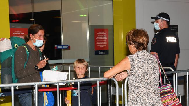 Sydney passengers arrive at Darwin airport on Sunday