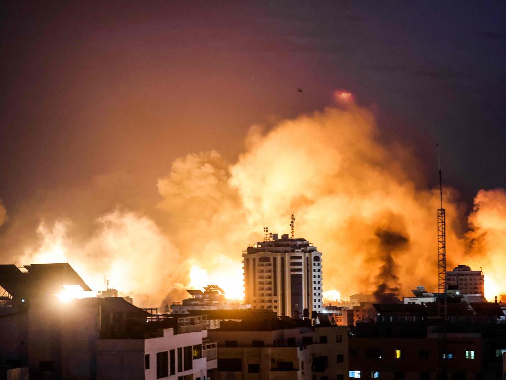 A fireball erupts during Israeli bombardment of Gaza City. Picture: AFP