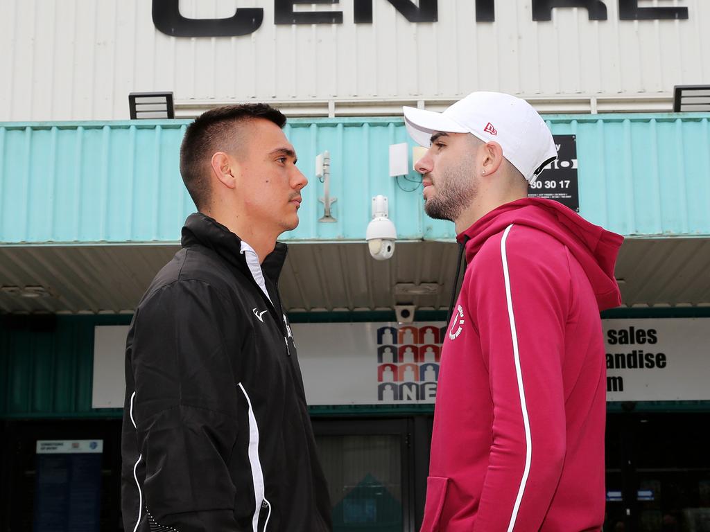 The hatred between Tim Tszyu (L) and Michael Zerafa (R) is real. Picture: Peter Lorimer/Getty Images