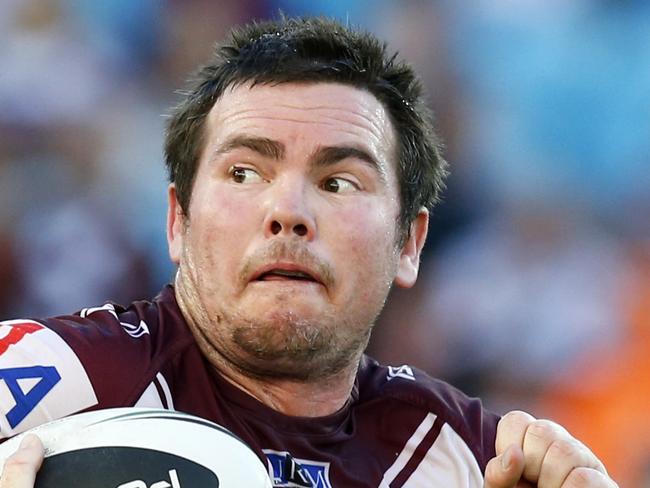 Manly's Jamie Lyon in action at the Round 23 NRL match between the Gold Coast Titans and the Manly Sea Eagles, at CBUS Super Stadium, Robina. Picture: JERAD WILLIAMS