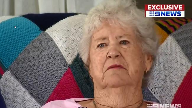 Tarrant’s grandmother Marie Fitzgerald in an interview with Channel 9 about her son. Picture: 9 News