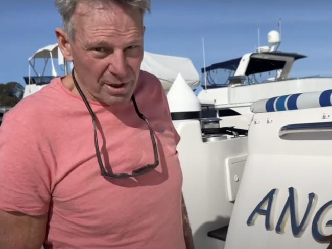 Sam Newman and his friend Sue Stanley, left Queenscliffe on May 27 and are heading to the Whitsunday Islands in Queensland, raising awareness for the Rule Prostate Cancer organisation along the way on board Sams boat ANGST. Picture: Youtube.