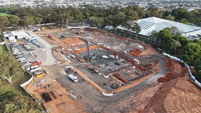 Construction at the site of the new Adelaide Aquatic Centre in North Adelaide’s Park 2. Picture: Facebook