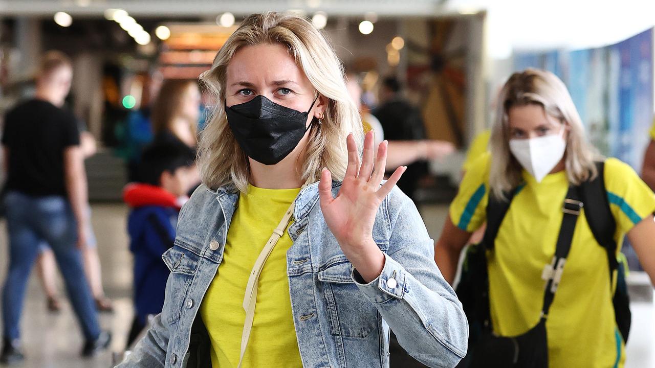 Ariarne Titmus was among the first wave of Aussie swimmers to arrive in Birmingham for the Commonwealth Games. Picture: Michael Klein