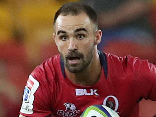 Reds Nick Frisby. The Queensland Reds vs the Sharks at Suncorp Stadium. Pic Peter Wallis