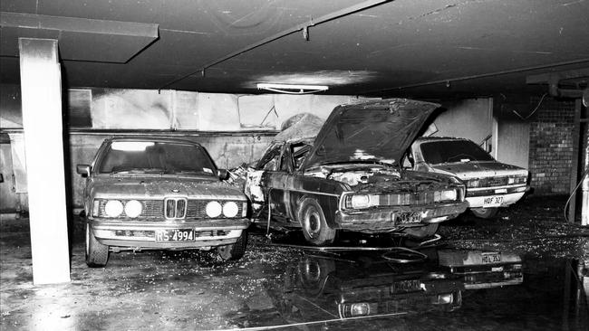 The scene of the 1982 bombings of a car parked in the basement of the Hakoah Club at Bondi. Photograph: NSW Police