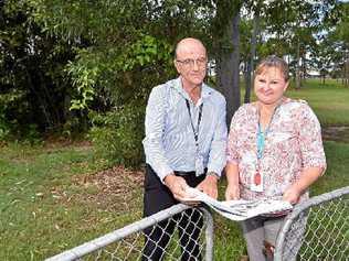 PLANS: Barry Murnane (facility manager) and Melinda Andersen (clinical nurse manager) from Yaralla Place Residential Aged Care Facility stand across from the property where the new Groundwater Lodge will be built. Picture: Alistair Brightman