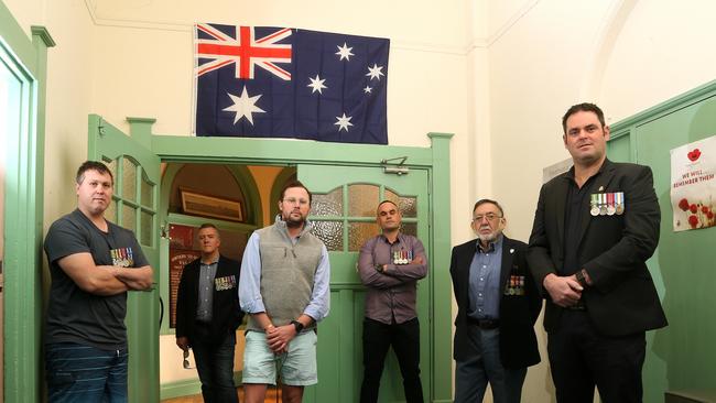 Hawthorn RSL Sub-branch members Brendan Dover, Craig Horne, David Petersen, Ricky Bastow, John Torpey and Lucas Moon. Picture: Hamish Blair