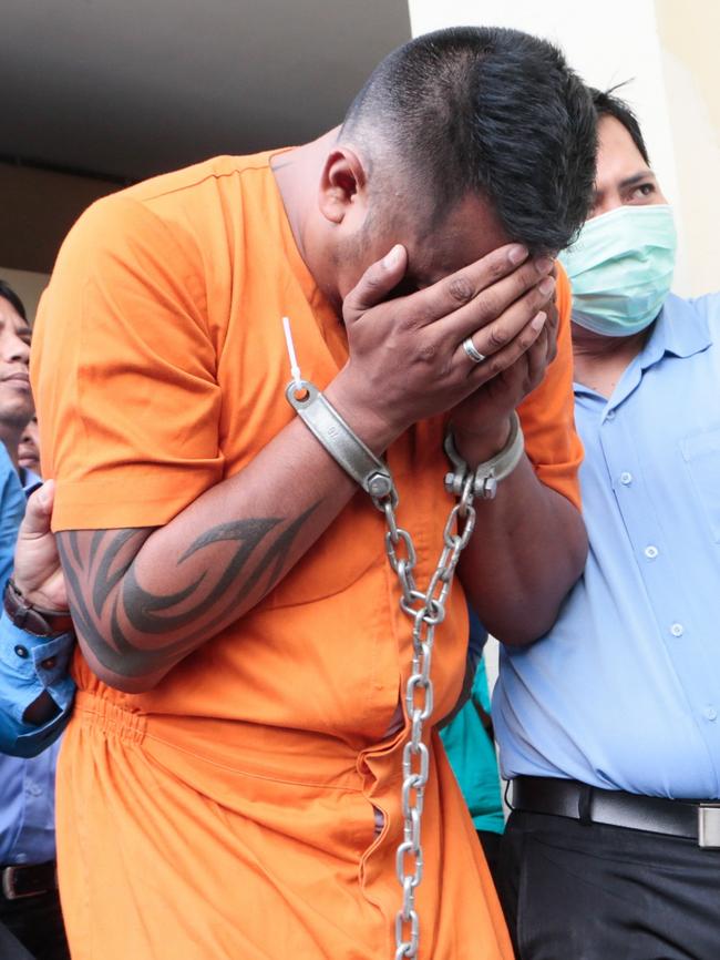 On Tuesday, after his arrest in Bali. Picture: J.P. Christo