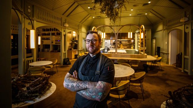 Restaurant Botanic executive chef Justin James in the dining room. Picture: Tom Huntley