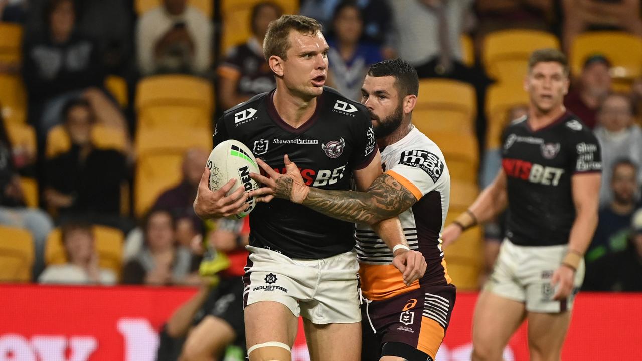 Tom Trbojevic appeared to struggle with his knee at times during the match against Brisbane. Picture: NRL Imagery