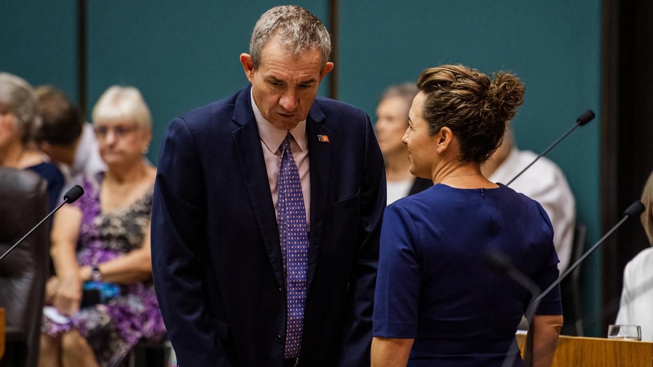 Deputy Chief Minister Gerard Maley and Chief Minister Lia Finocchiaro at the official Opening and First Meeting of the 15th Legislative Assembly of the Northern Territory.' Picture: Pema Tamang Pakhrin