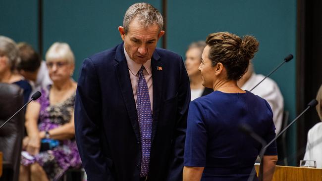 Deputy Chief Minister Gerard Maley and Chief Minister Lia Finocchiaro at the official Opening and First Meeting of the 15th Legislative Assembly of the Northern Territory.' Picture: Pema Tamang Pakhrin