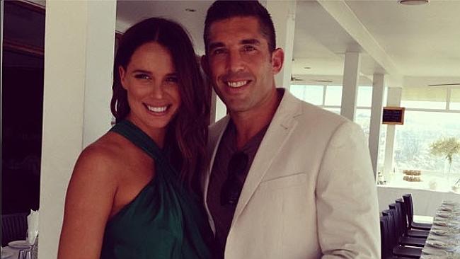 Gordon and husband Braith Anasta at her baby shower in January.