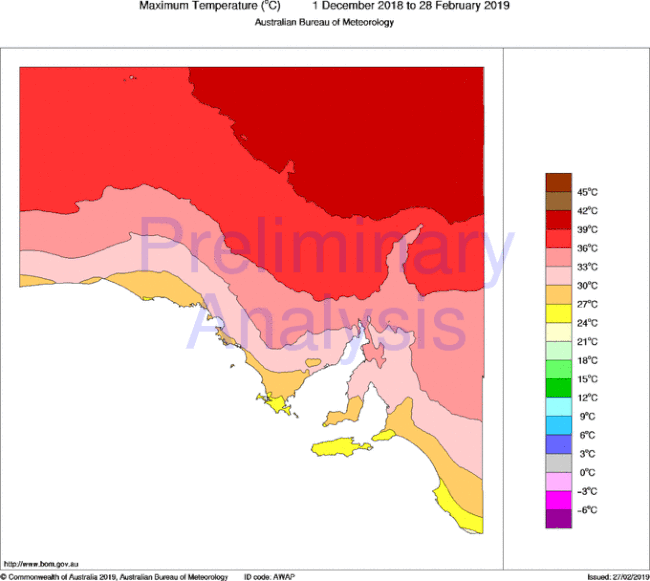 Observed daily maximum temperatures from December 1 to February 28.