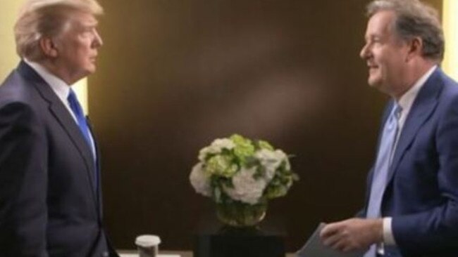 Mr Trump and Morgan held their interview in Davos, Switzerland where the pair discussed a range of subjects. Picture: Screengrab/ ITV