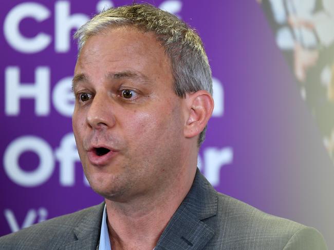 Victoria's Chief Health Officer Dr Brett Sutton speaks to the media during a press conference in Melbourne, Monday, April 6, 2020. The total number of Coronavirus cases in Victoria is 1158, an increase of 23 from yesterday. (AAP Image/James Ross) NO ARCHIVING