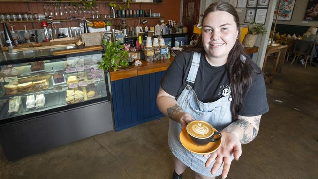 Hallowed Grounds cafe Mount Gravatt is open for business. Cafe Manager Chelsea Keenan poses for a photograph. Thursday June 4, 2020. Picture Renae Droop