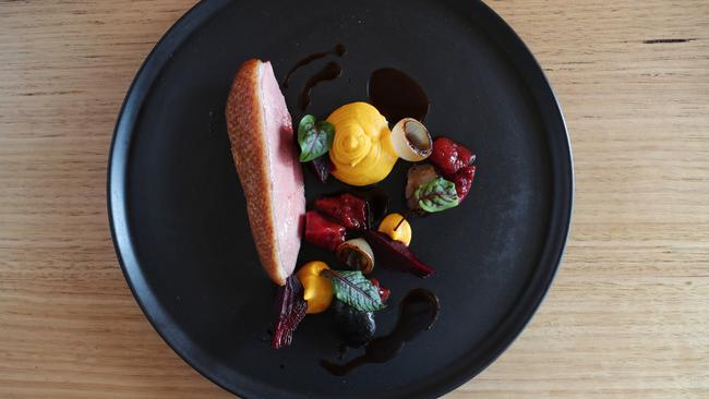 Poached and roasted duck breast. Picture Rebecca Michael.