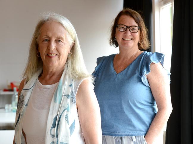 Byron Community Centre president Helen Hamilton and general manager Louise O'Connell. They were among those who gathered at Bangalow Bowling Club on Thursday, December 3,  2020 to tune into the announcement of the NSW Volunteer of the Year Awards winners. Picture: Liana Boss